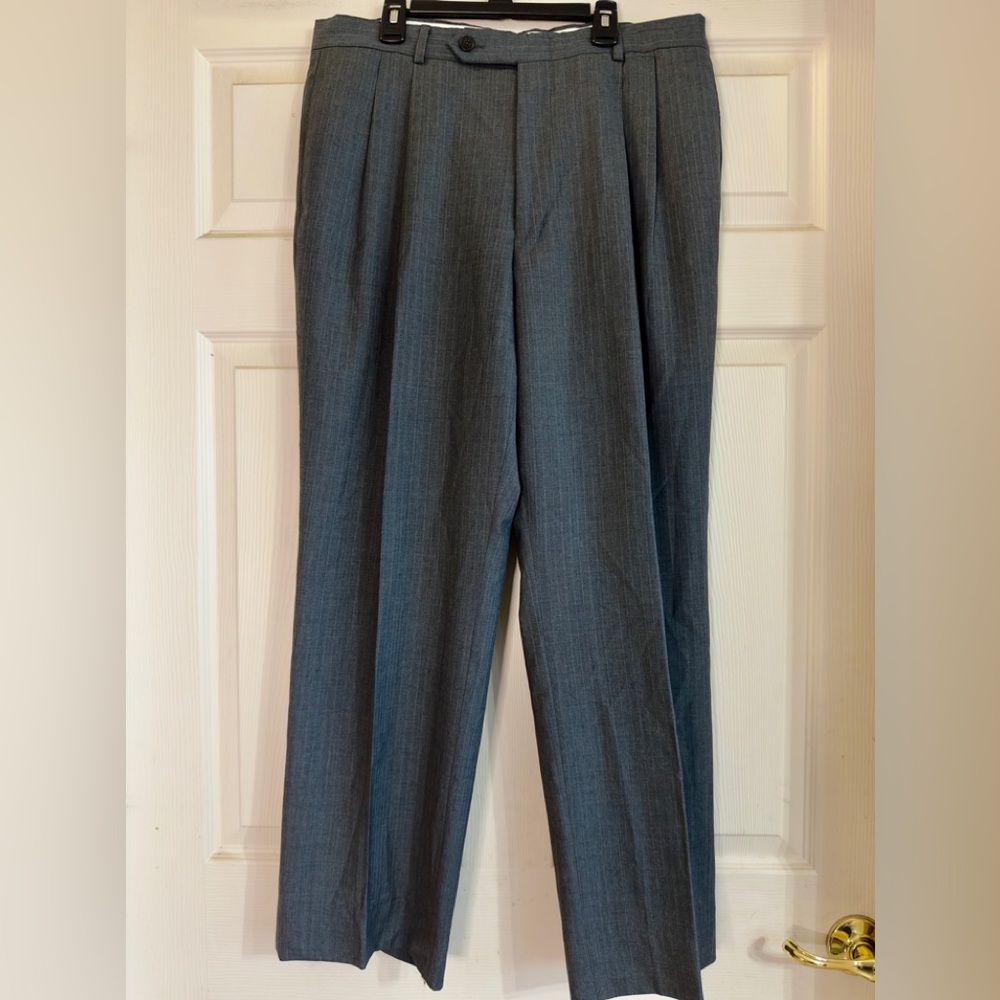 EUC Oscar De La Renta Men's 100% Wool Dress Pants Gray Charcoal Solid Size 40X34